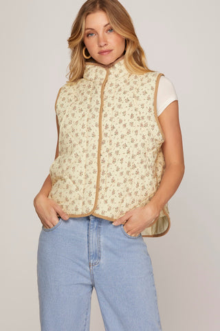 Quilted Floral Vest