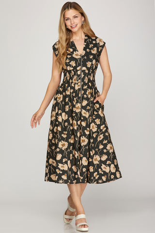 Zip Up Midi Dress