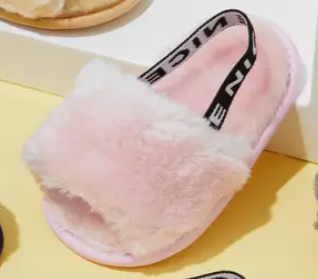 Elastic Strap Fluffy Slingback Sandals