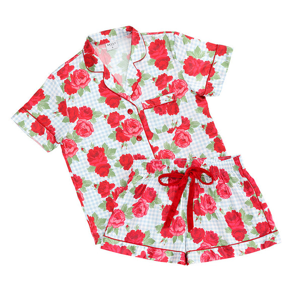 Gingham Roses Shorts PJ Set