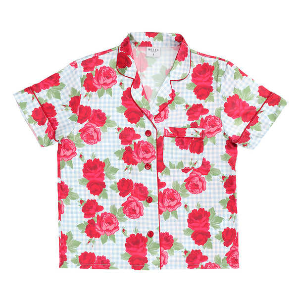 Gingham Roses Shorts PJ Set