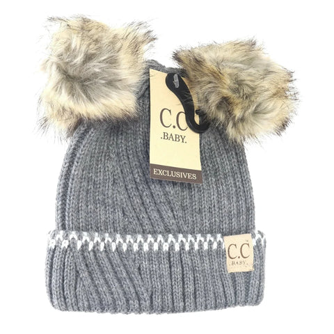 Baby C.C Double Fur Pom Beanie