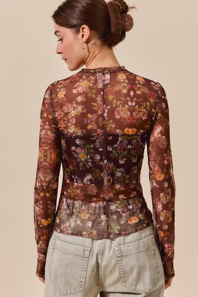 Fall Flowers Sheer Shirt