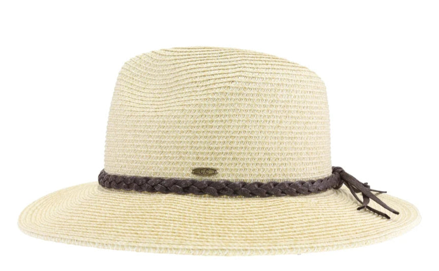 Beige Braided Band Panama Hat
