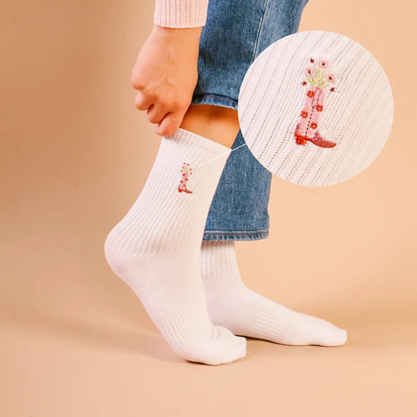 Embroidered Crew Socks