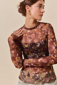Fall Flowers Sheer Shirt
