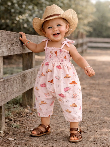 Western Pink Muslin Jumpsuit