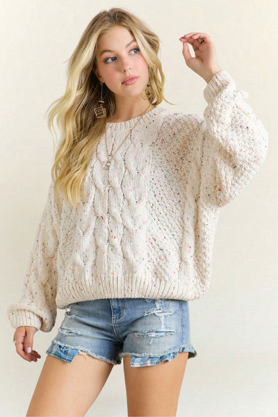 Confetti Cable Knit Sweater