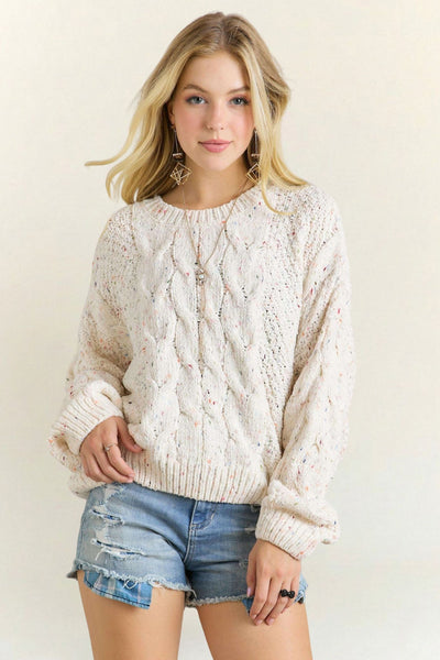 Confetti Cable Knit Sweater