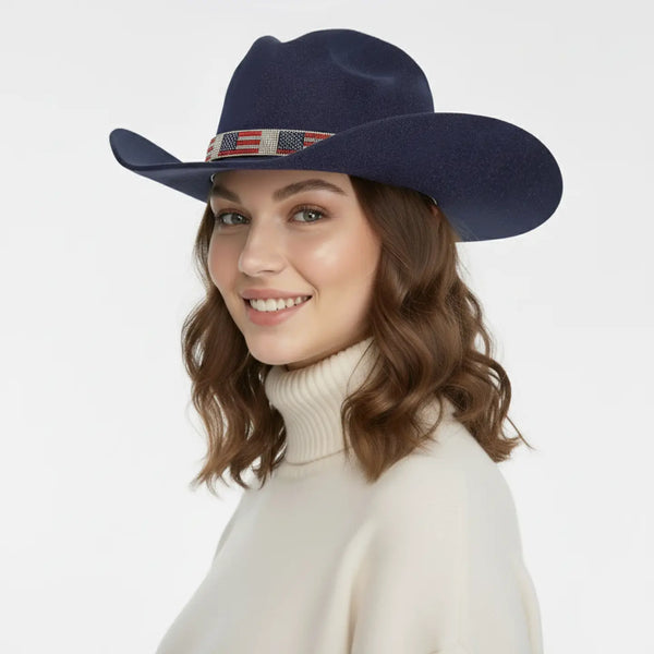 US Flag Rhinestone Band Cowboy Hat