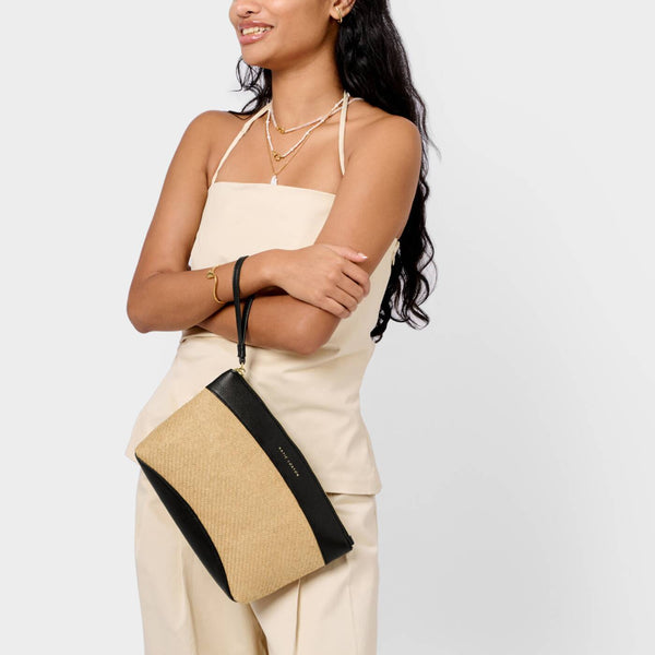 Riviera Raffia Wristlet Clutch