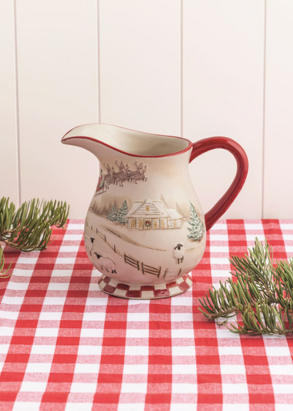 Farm Christmas Scene Pitcher