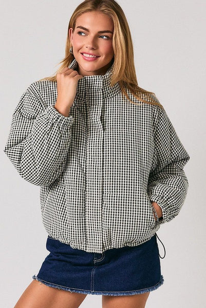 Gingham Puffer Jacket