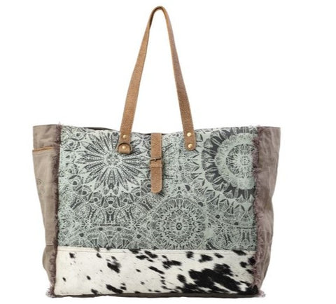 Green Floral Print Weekender Bag