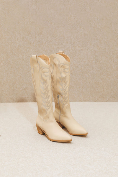 Inlay Beige Cowboy Boots