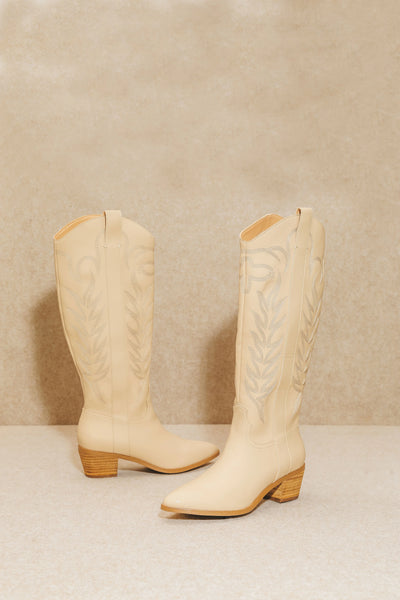 Inlay Beige Cowboy Boots