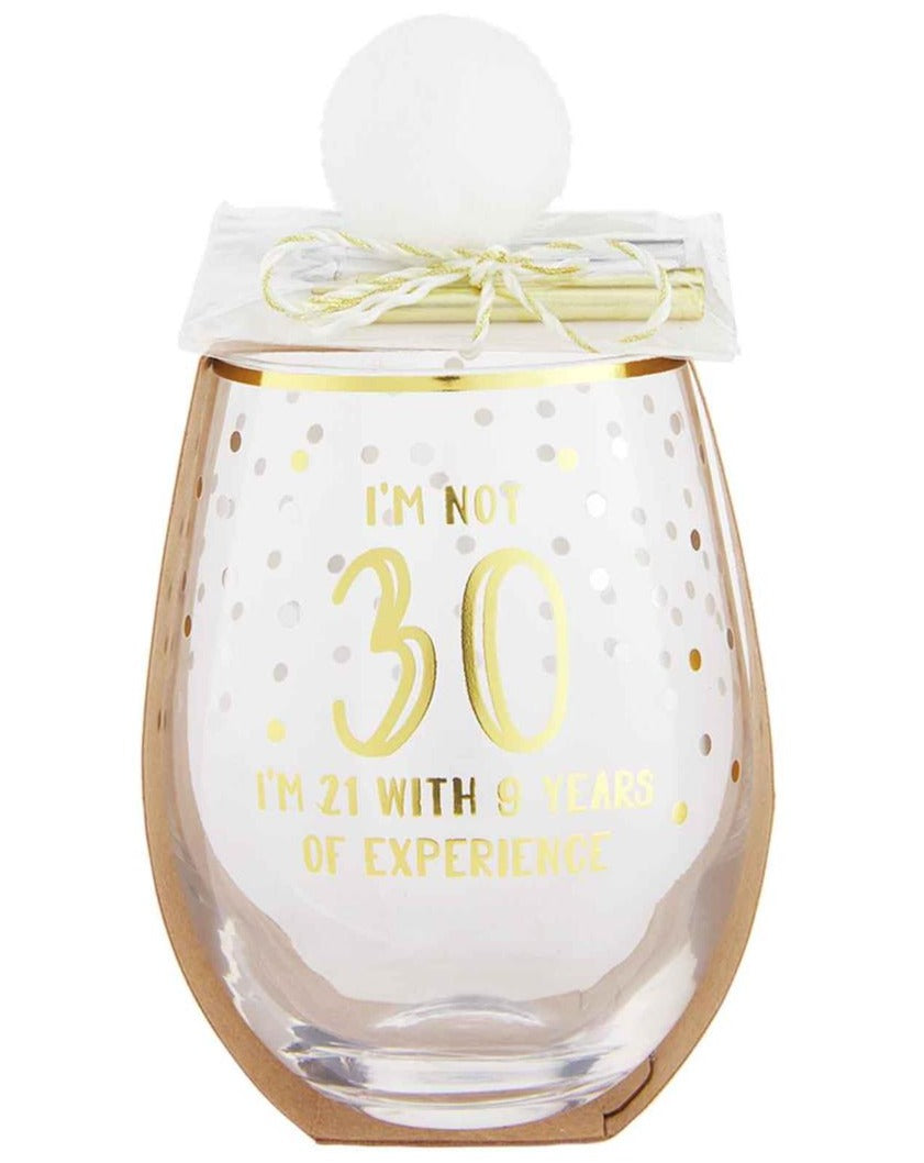 30th Birthday Wine Glass & Candle Set