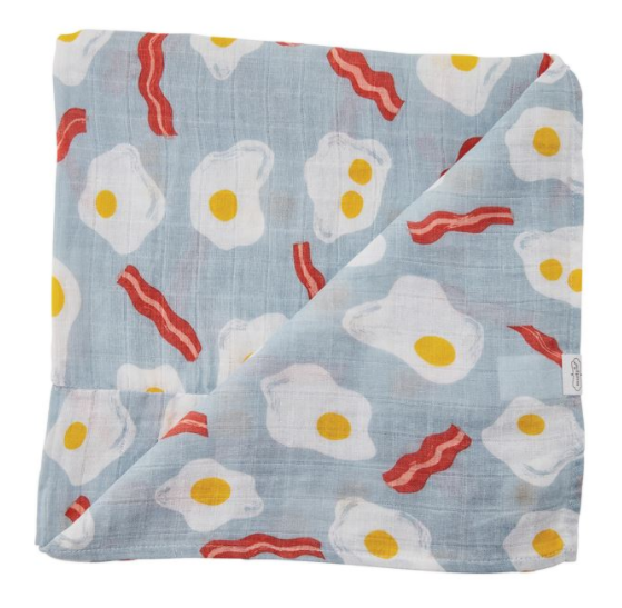 Bacon & Eggs Swaddle and Rattle Set